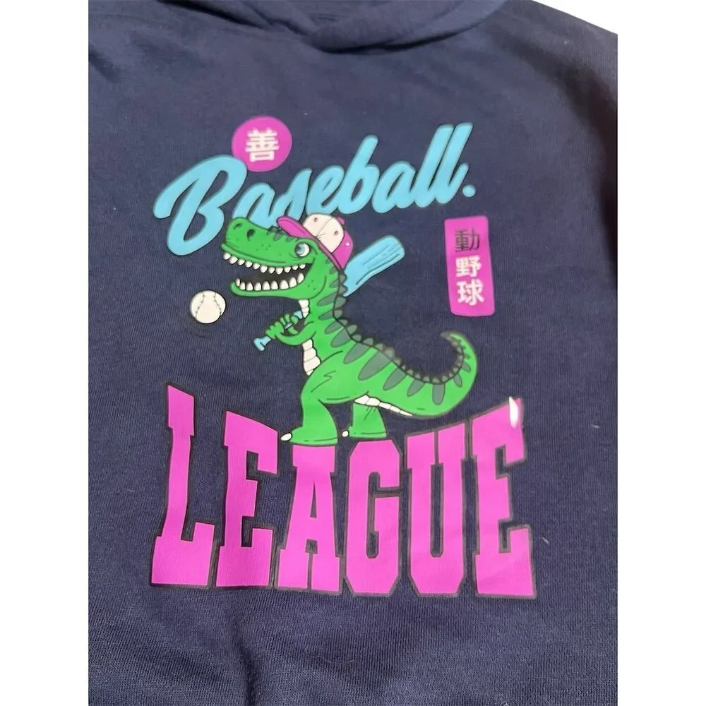 Primark Boys Dinosaur Baseball League Hoodie Blue Size 5-6 Casual